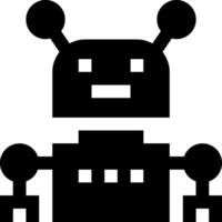 A robot icon with a black background vector
