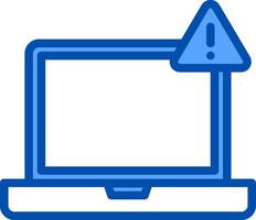 A laptop computer with a warning sign on it vector