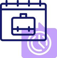 A calendar icon with a clock and a briefcase vector