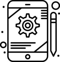 A smartphone with a pen and gears on it vector