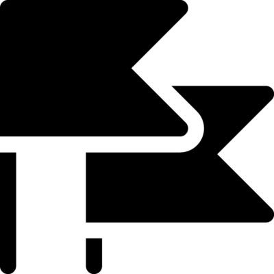 A black and white icon of a flag