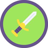 A green and purple button with a sword in it vector