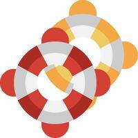 A red and orange life preserver with a white background vector