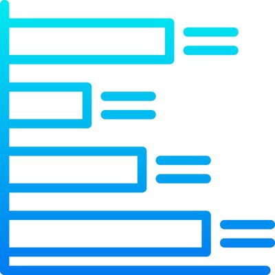 A blue and white icon with a line of text
