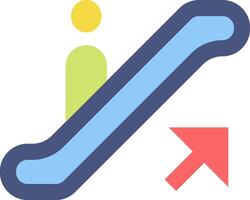 An escalator with a person going up and down vector