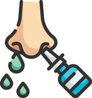 A hand holding a syringe and droplets of water vector