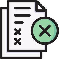 A check mark and a paper document with a cross vector
