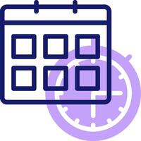 A calendar icon with a clock on it vector