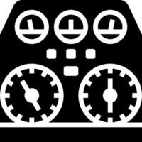 A black and white image of a dashboard with three gauges vector