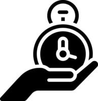 A hand holding a stopwatch icon on a white background vector