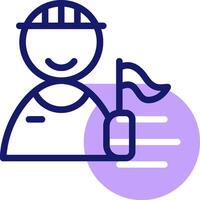 A man in a hard hat holding a flag and a note vector