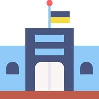 A building with a flag on top and a flag on the top vector