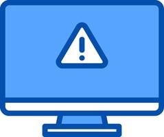 A computer monitor with a warning sign on it vector