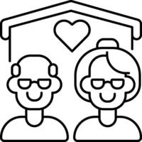 An elderly couple with a heart in the middle of their house vector