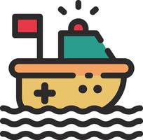 A boat with a red flag on it in the water vector