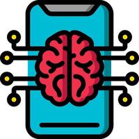 A smartphone with a brain inside it vector