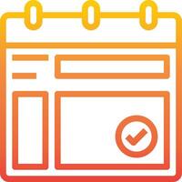 A calendar icon with a check mark on it vector