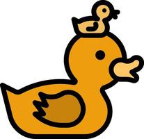 A cartoon duck with a baby on its head vector