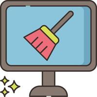 A computer screen with a broom on it vector