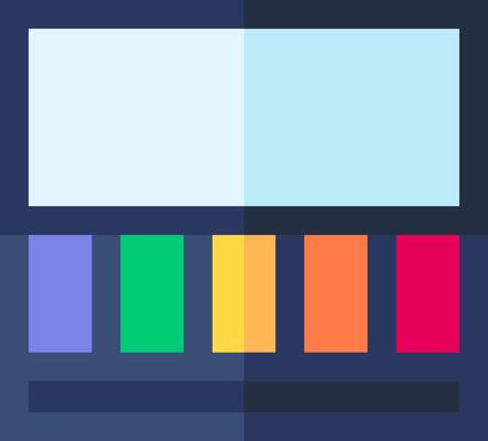 A colorful palette with a black background