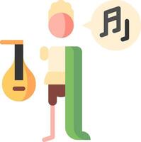 A man with a musical instrument and a note vector