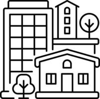 A line drawing of a house and trees vector