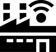 A black and white image of a factory with wifi vector