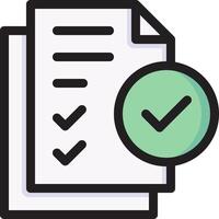 A checklist with a tick and a green check mark vector