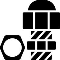 A black and white icon of a nut and bolt vector