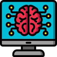 A computer screen with a brain on it vector
