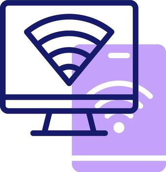 A computer with a wifi symbol on it vector