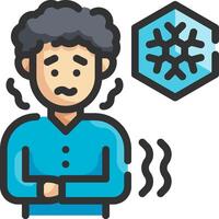 A man with a cold is standing next to a snowflake vector