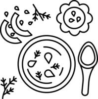 A black and white drawing of a bowl of soup vector