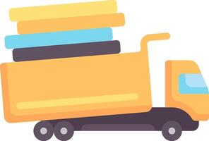 A truck with a stack of books on it vector