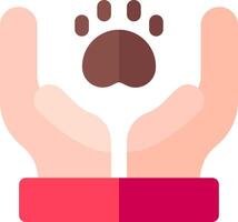 A hand holding a paw with a paw print on it vector