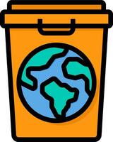 A trash can with a globe inside vector
