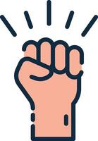A fist with a light coming out of it vector