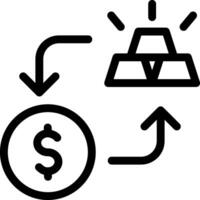 A dollar sign and a gold coin are shown in an arrow vector
