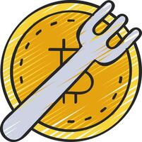 Fork and coin icon with a fork and dollar sign vector