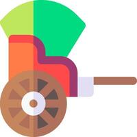 A colorful wagon with a green and red wheel vector