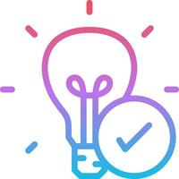 A light bulb with a tick mark and a check mark vector
