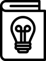 A black and white image of a book with a light bulb vector