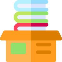 A stack of books on top of a box vector