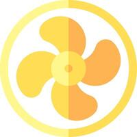 A yellow fan in a circle with a yellow background vector