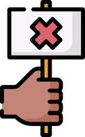 A hand holding a sign with an x on it vector
