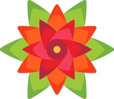 A red and green flower with a central center vector