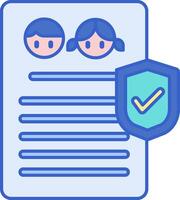 A document with two children and a shield vector