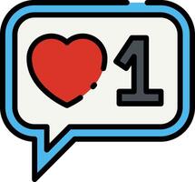 A speech bubble with a heart and the number one vector