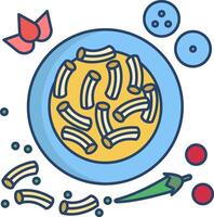 Pasta with vegetables and beans on a plate vector