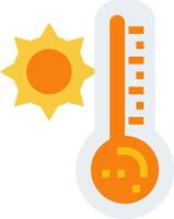 A thermometer and sun are shown next to each other vector